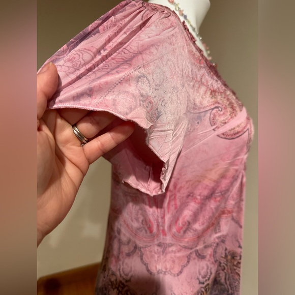 World Unity Asymmetrical Boho Light & Comfortable Blouse W Pinks & Orange SZ M - Picture 2 of 13